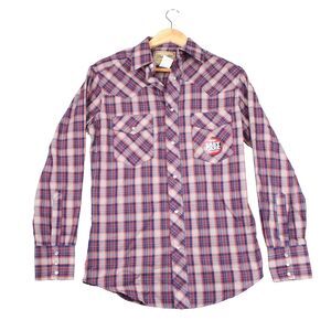 Wrangler Red Blue Western Pearl Snap Shirt Men Size Small Plaid New With Tags